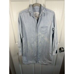 Frank & Eileen XS Small Mary Denim Light Blue Cotton Distressed Shirtdress Dress